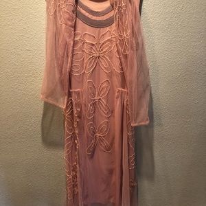 Beaded and toll and beaded dress with scarf